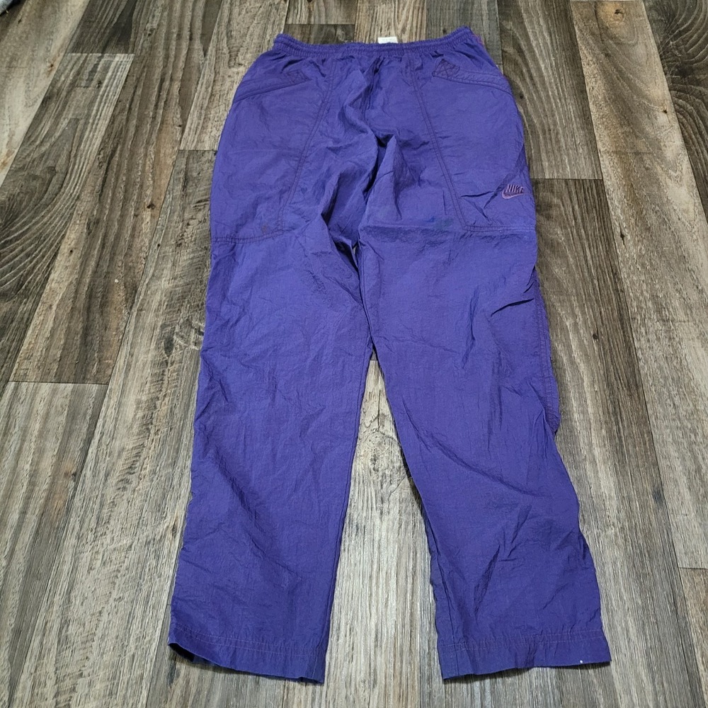 Nike Womens Small Purple Nylon Track Pants Windbreaker Joggers Vintage 90s